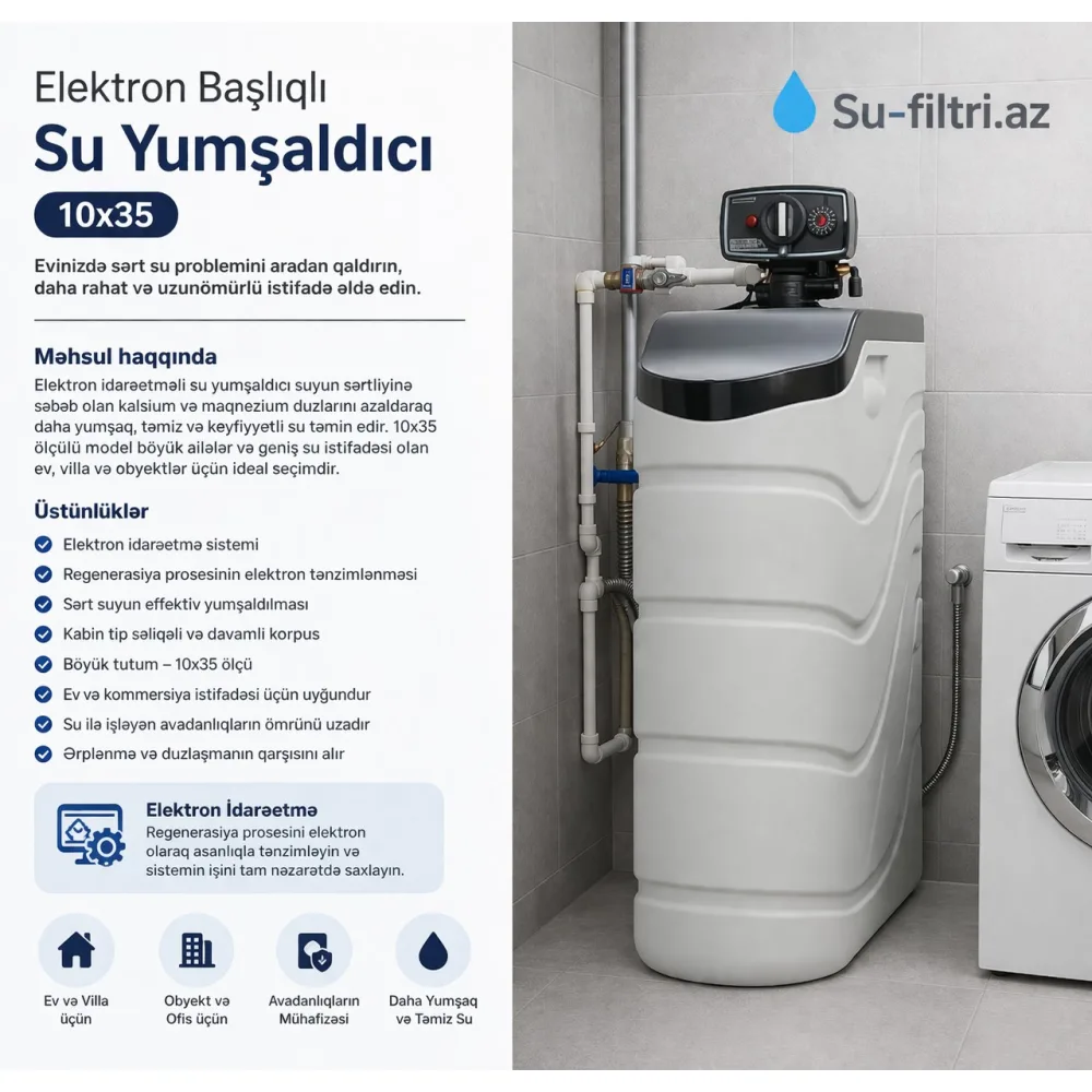 10x35 Kabin Tip Manual Başlıqlı Su Yumşaldıcı
