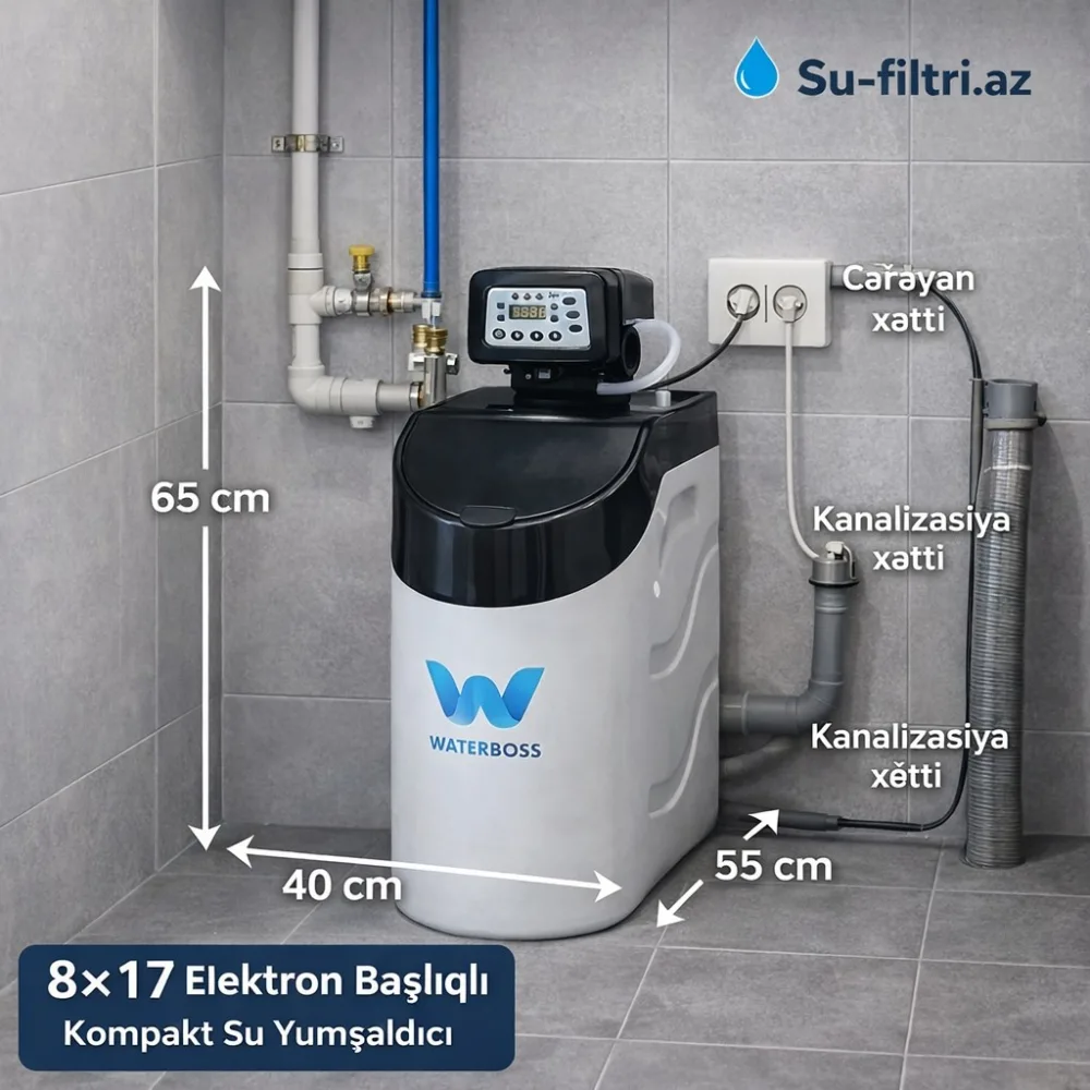 Waterboss 8x17 Elektron Başlıqlı Kompakt Su Yumşaldıcı