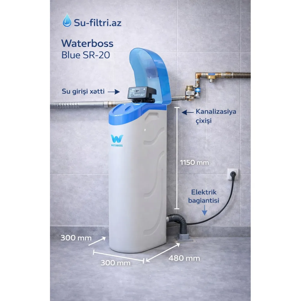 Waterboss Blue SR-20 Su Yumşaldıcı | Evin Giriş Xətti üçün Tam Avtomatik Sistem