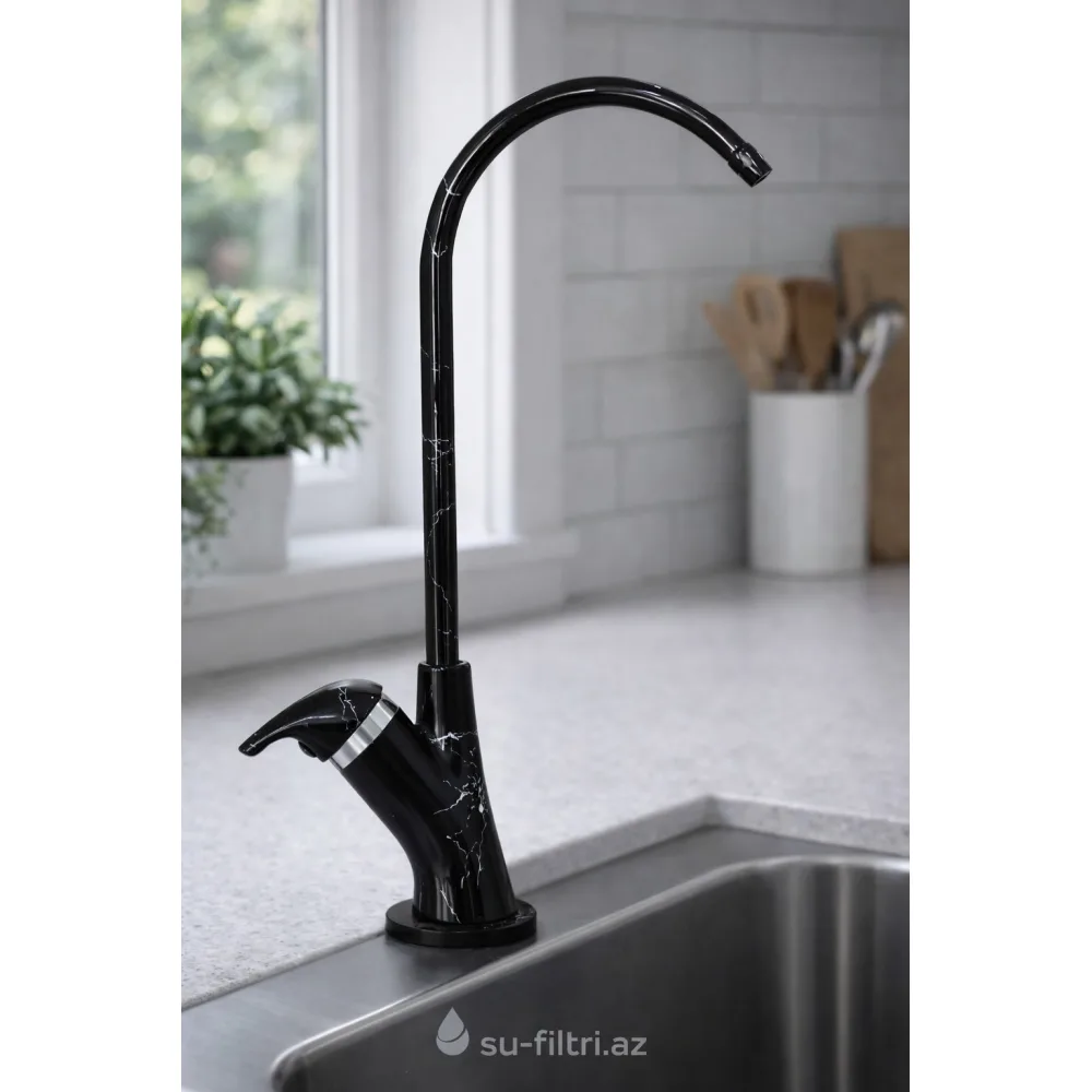 Qara RO Su Filtri Kranı – Mərmər Dizaynlı Mətbəx Kranı | su-filtri.az