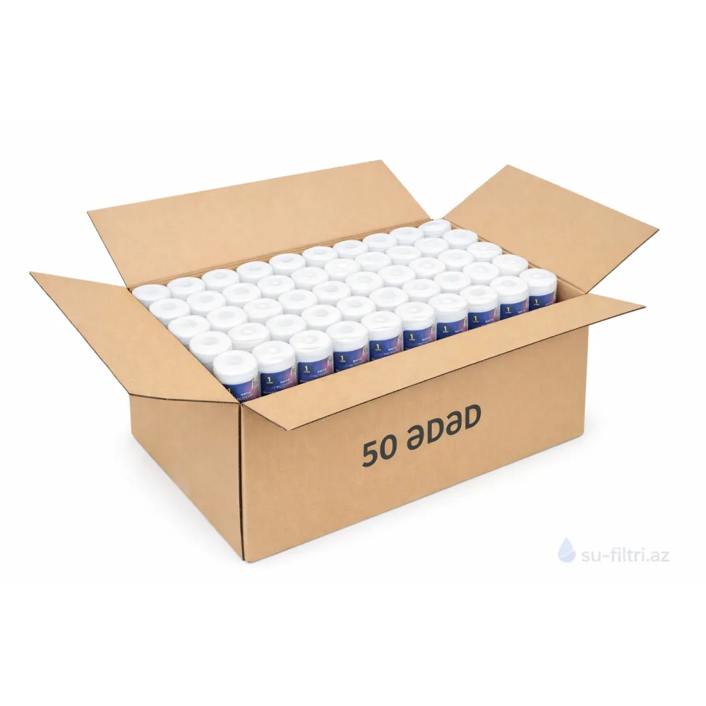 10 İnç (25 sm) 1 Mikron İp Filtr – 50 Ədəd Qutu ilə Satılır | su-filtri.az