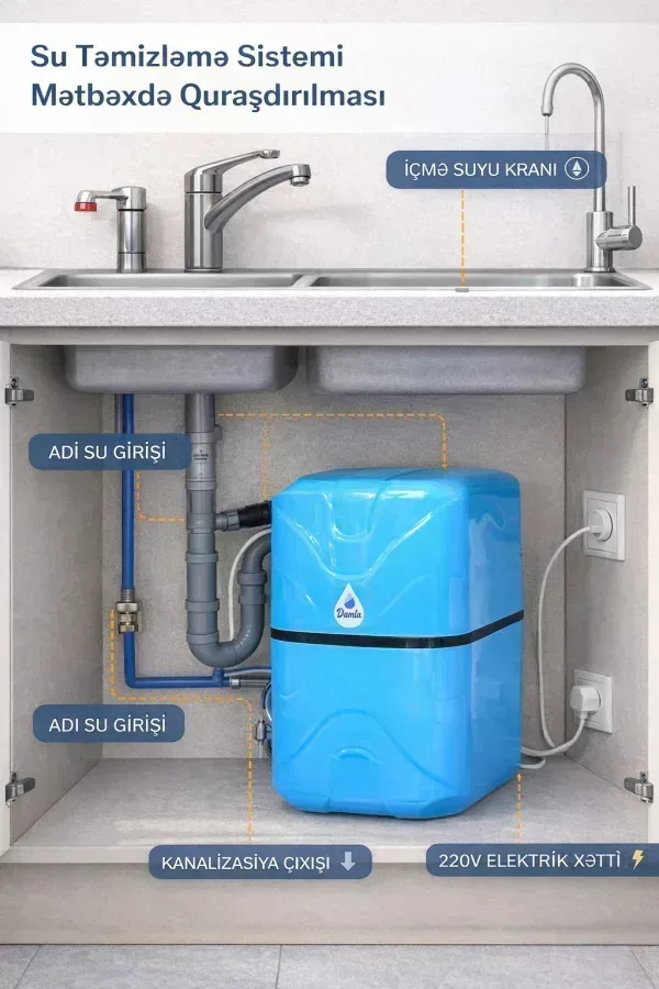 Damla 6 Filtrli Nasoslu Su Təmizləmə Filtri