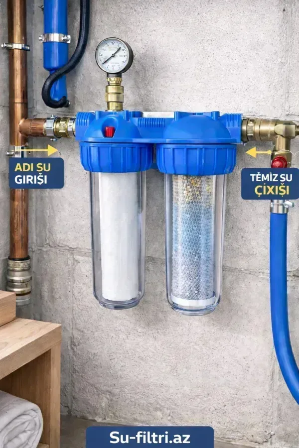2 Mərhələli Giriş Su Filtri – Əsas Su Giriş Xətti üçün